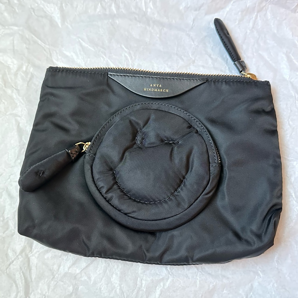 Anya Hindmarch Wink Smiley pouch in black